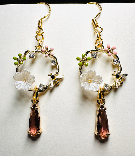 Floral wreath earrings